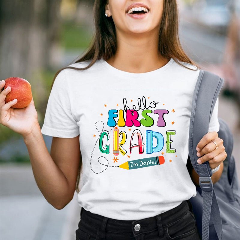 Personalized Name And Grade Hello I'm Teacher T-Shirt