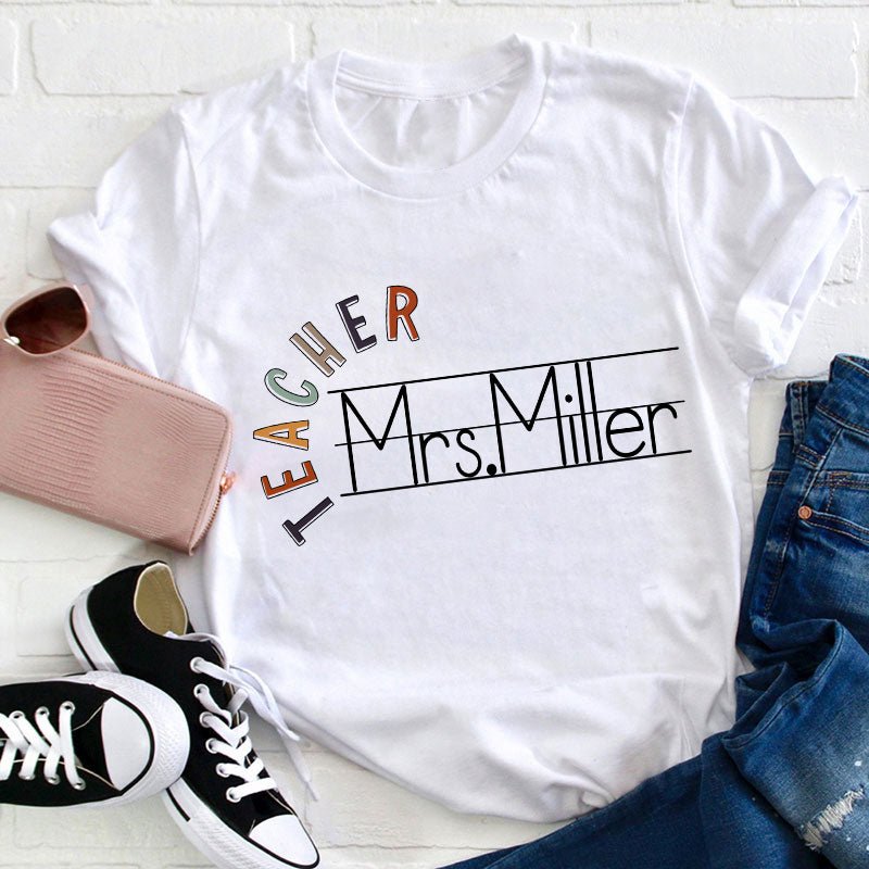 Personalized Name Spelling Letter Teacher T-Shirt