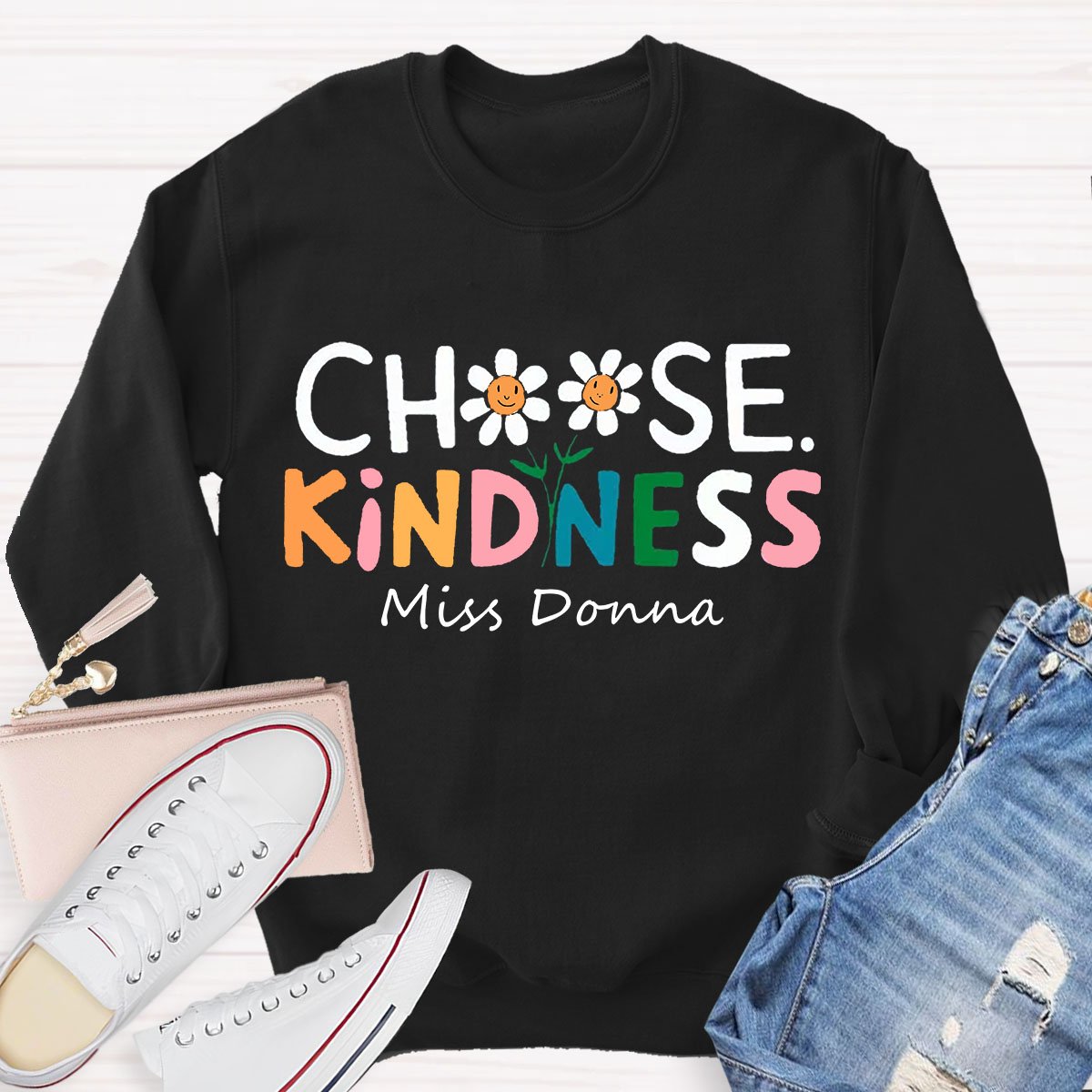 Personalized Your Name Choose Kindness Teacher Sweatshirt