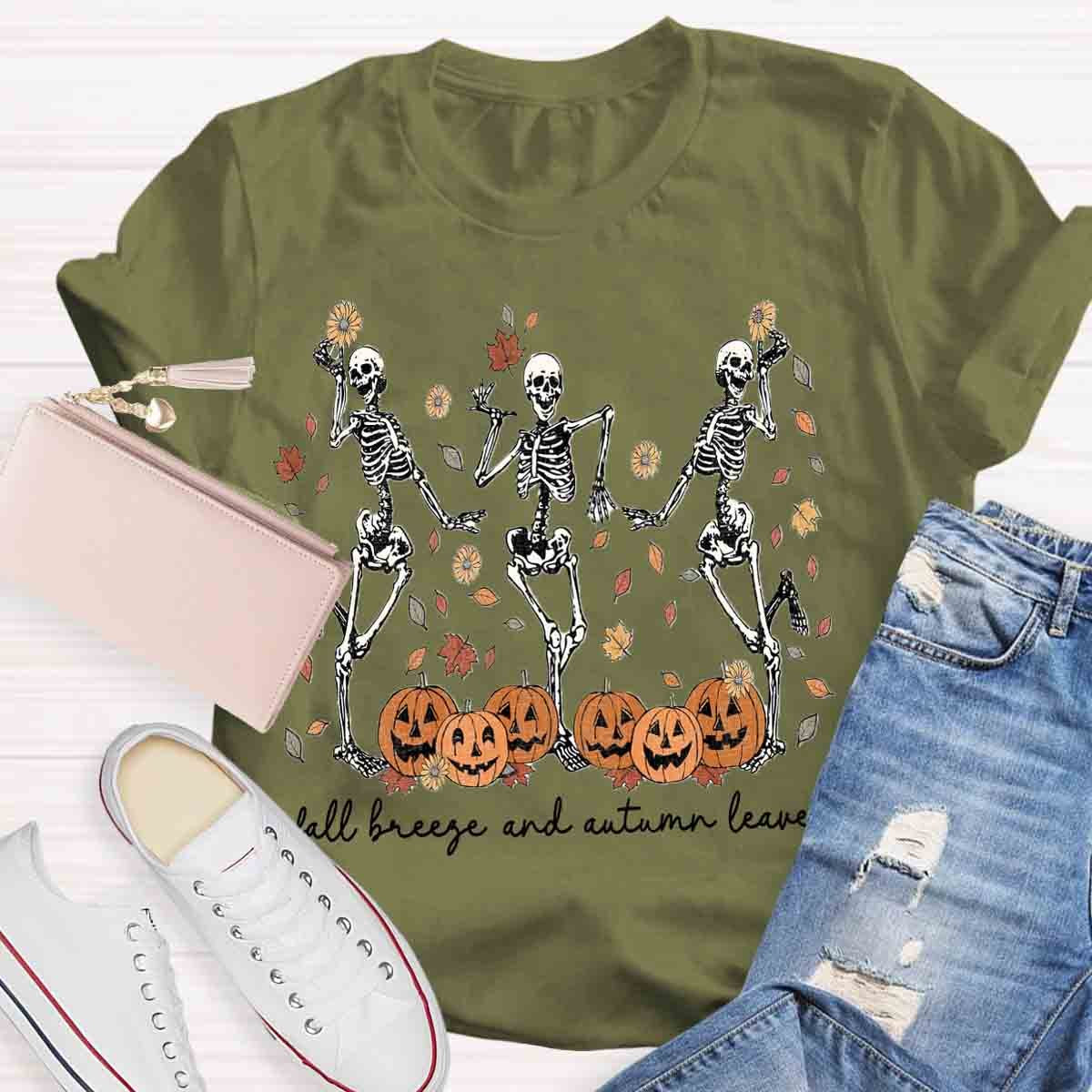 Halloween Dancing Skeletons Spooky Fall Shirt