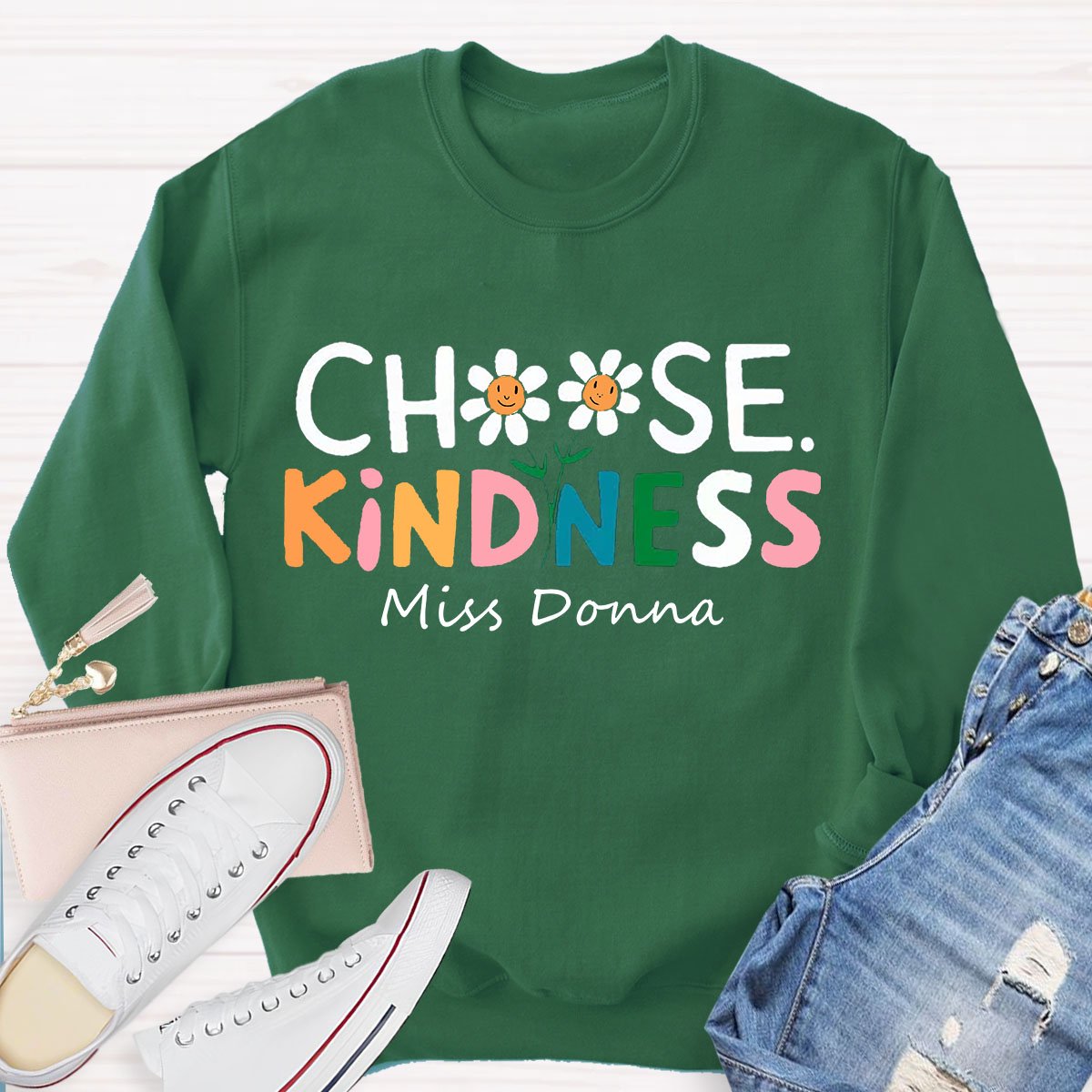 Personalized Your Name Choose Kindness Teacher Sweatshirt