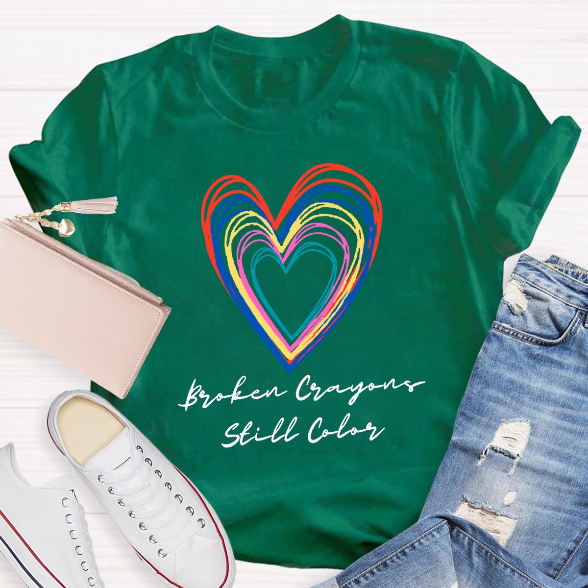 Broken Crayong Still Color Teacher Shirt