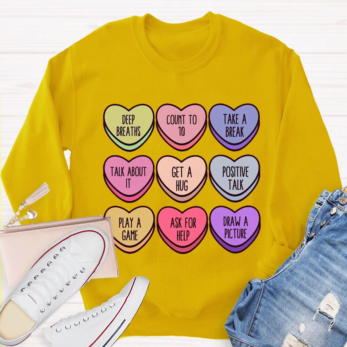 Comfort Colors Conversation Heart Teacher Sweatshirt