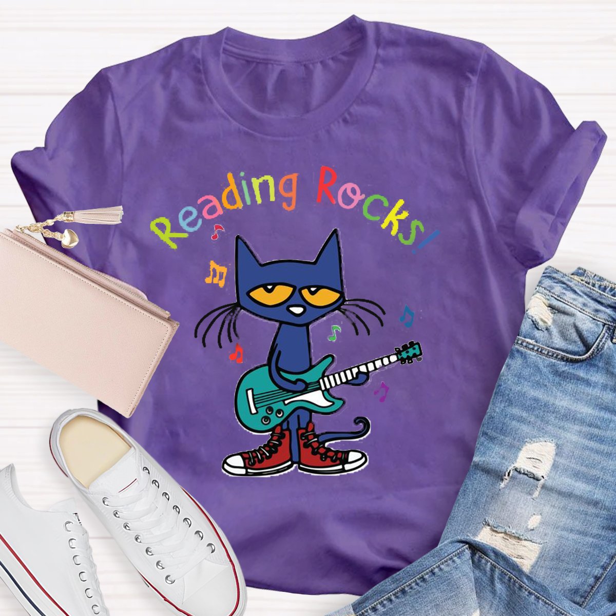 Reading Rocks Funny Cat T-Shirt