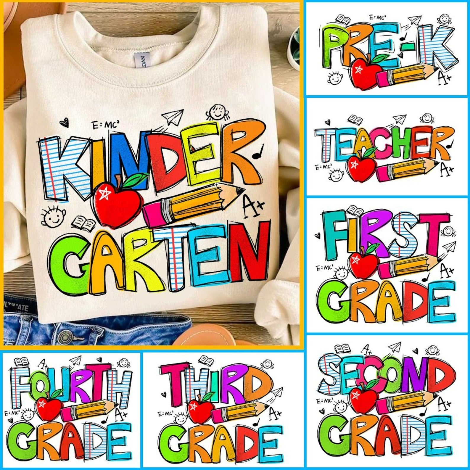 Personalized Grade Pencil Red Apple First Grade T-shirt