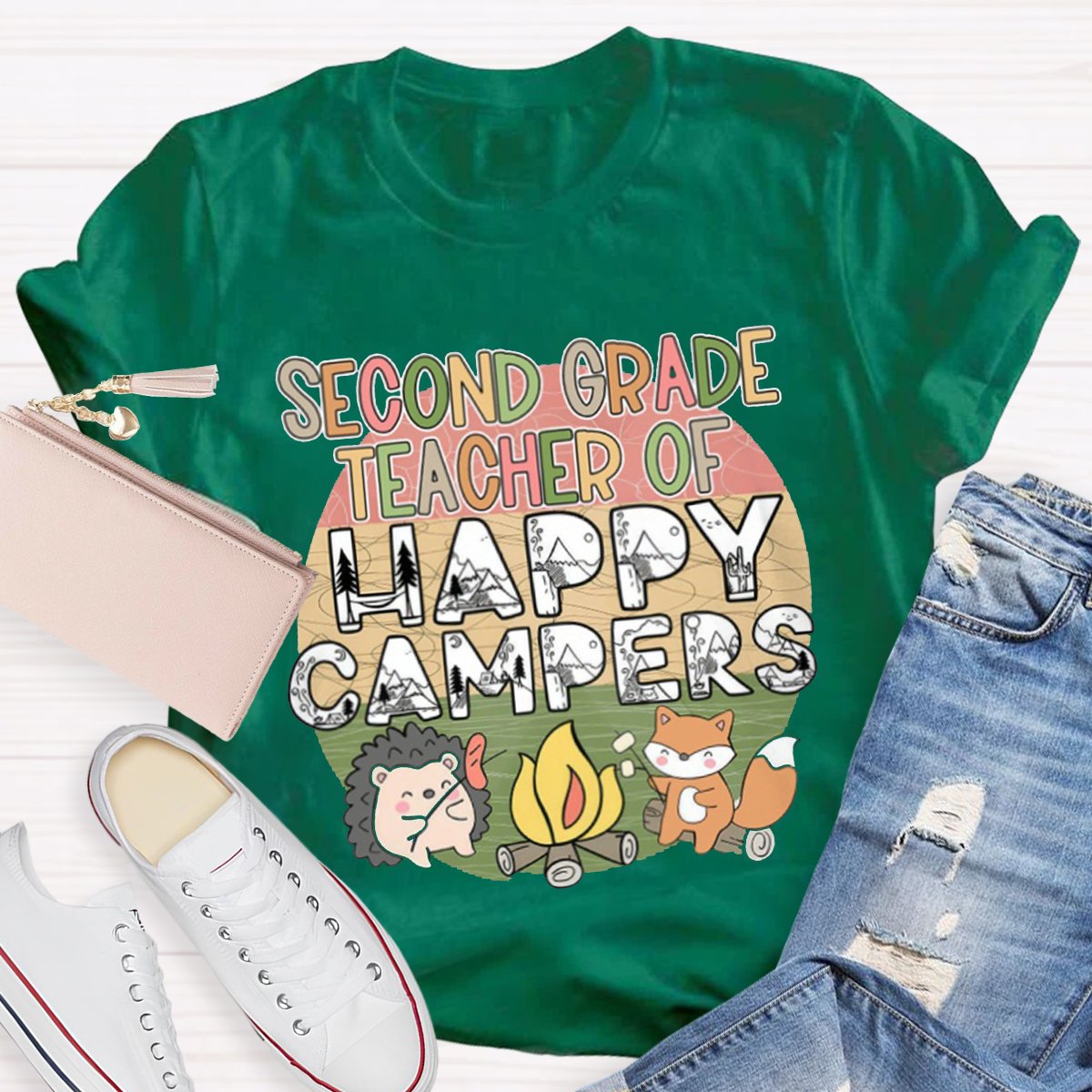 Personalized Second Grade Teacher Of Happy Campers Teacher Shirt