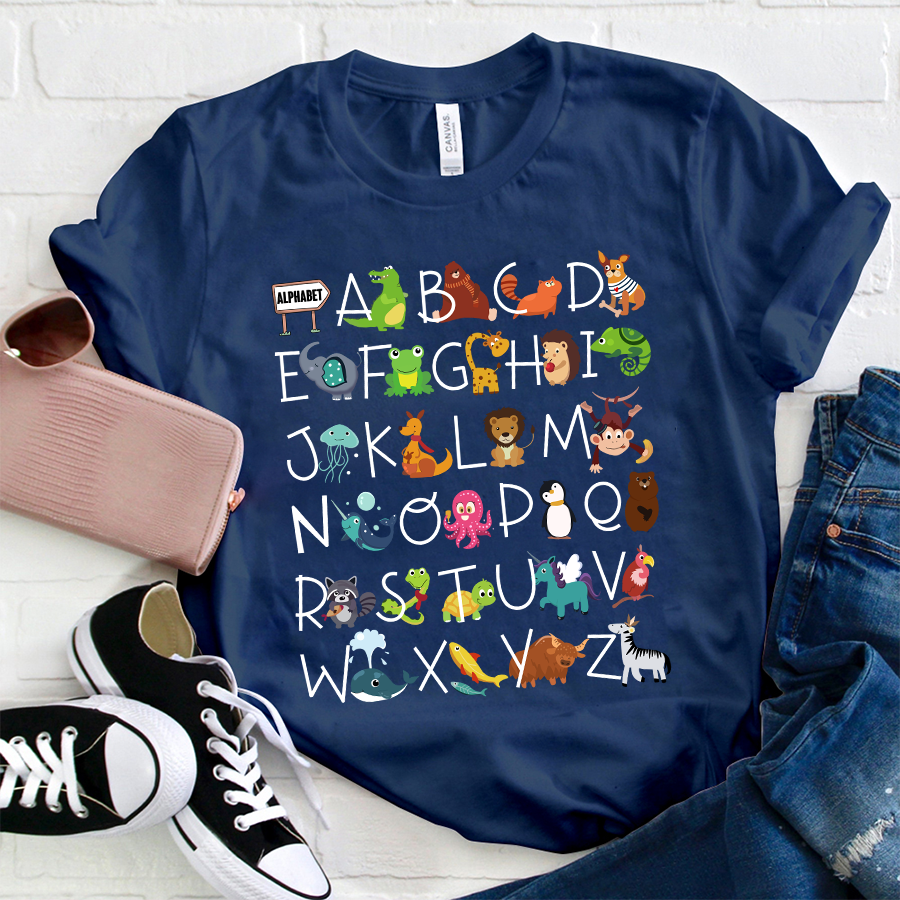 Interesting English Alphabet And Animals T-Shirt