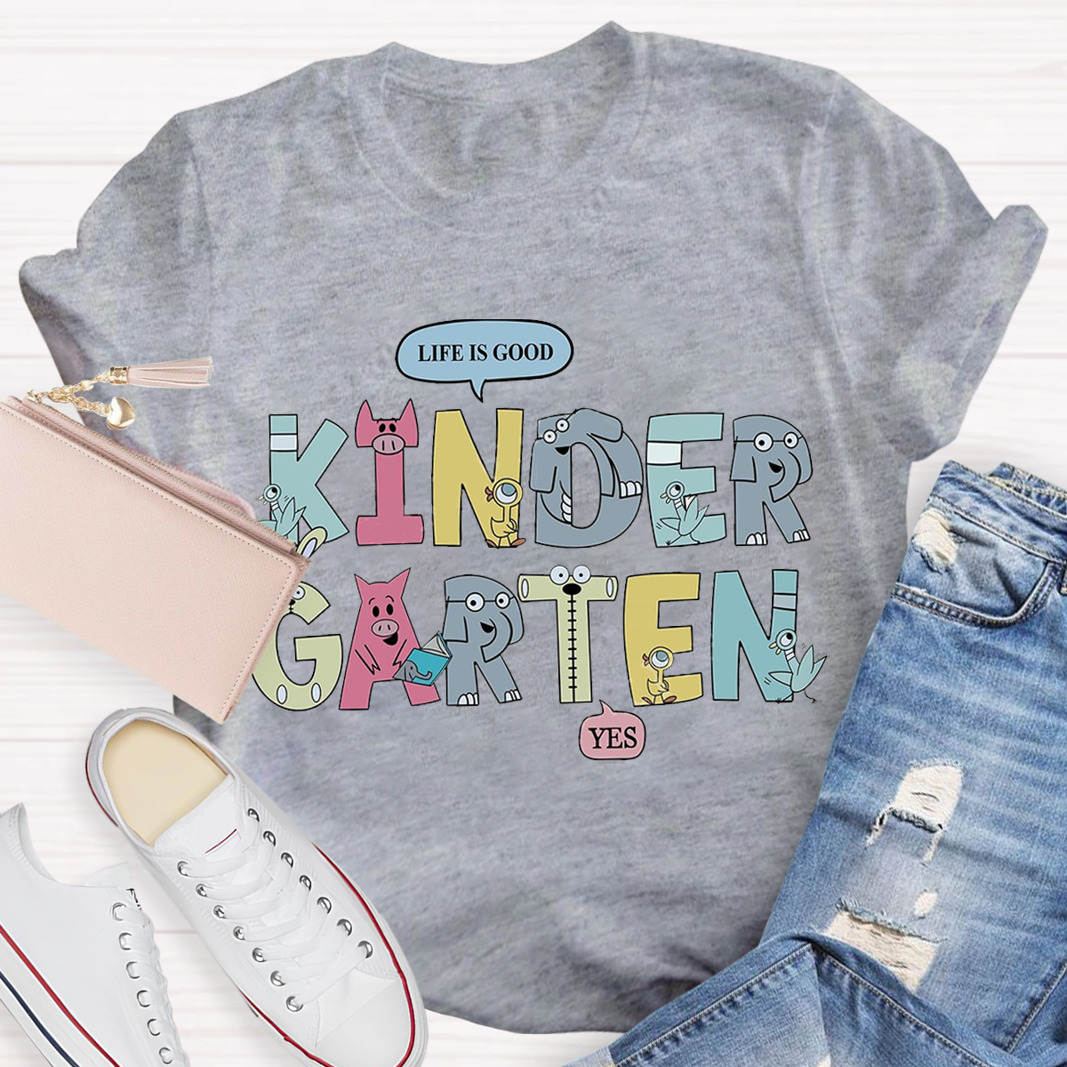 Cartoon Animal Design Kindergarten T-Shirt