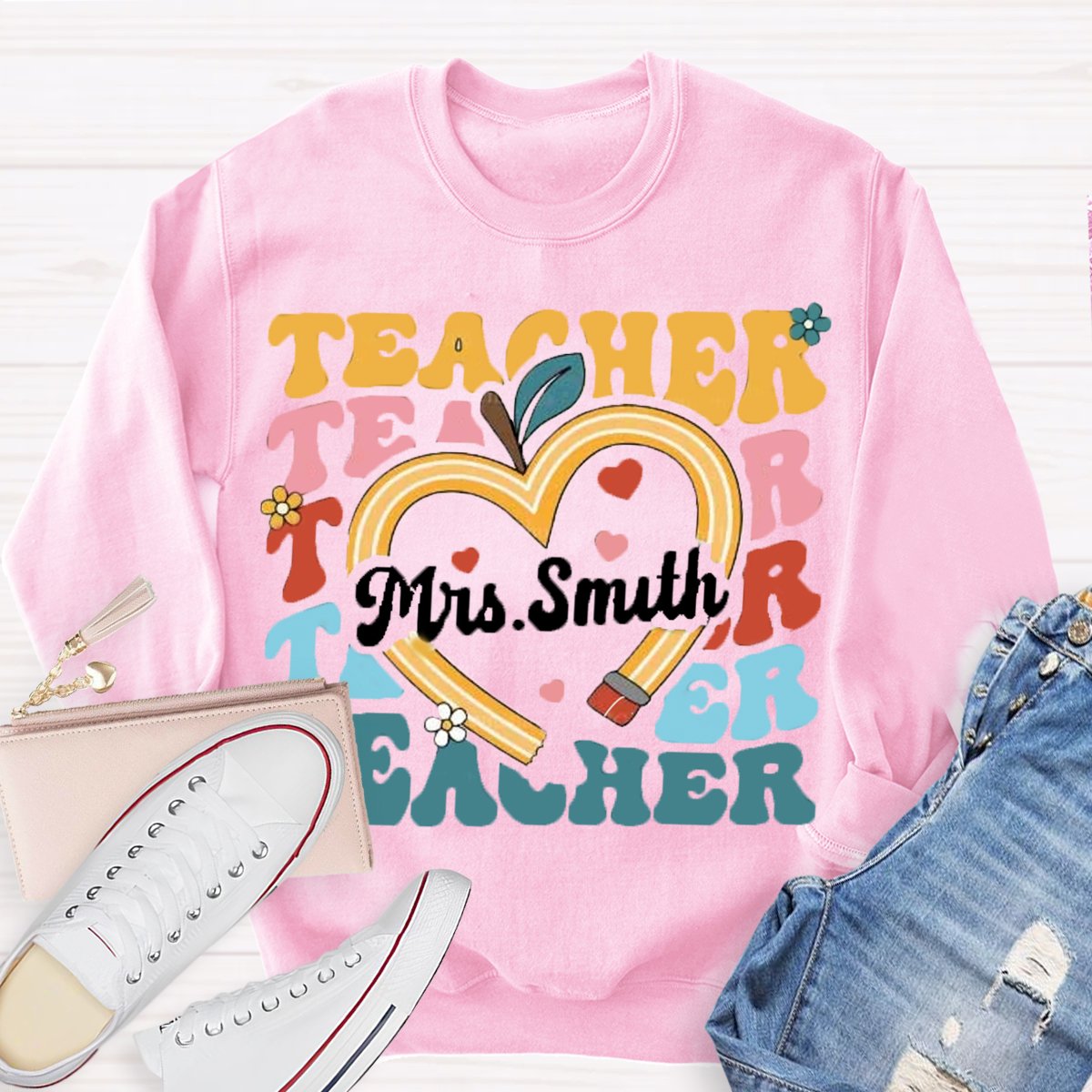 Personalized Teacher Name Pencil  Sweatshirt