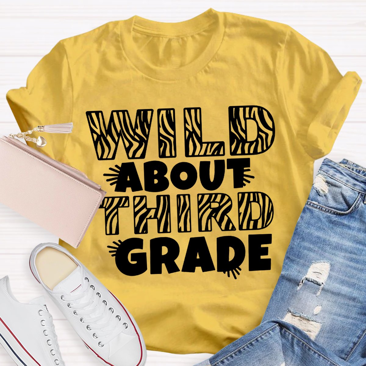 Personalized Wild About Third Grade Teacher Shirt