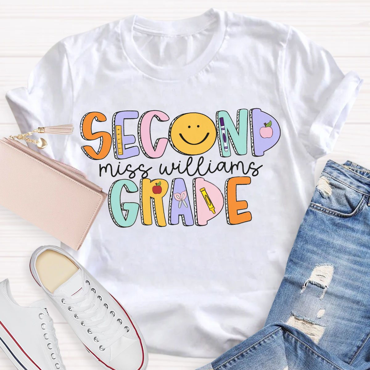 Personalized  Grade And Name Back to School T-shirt