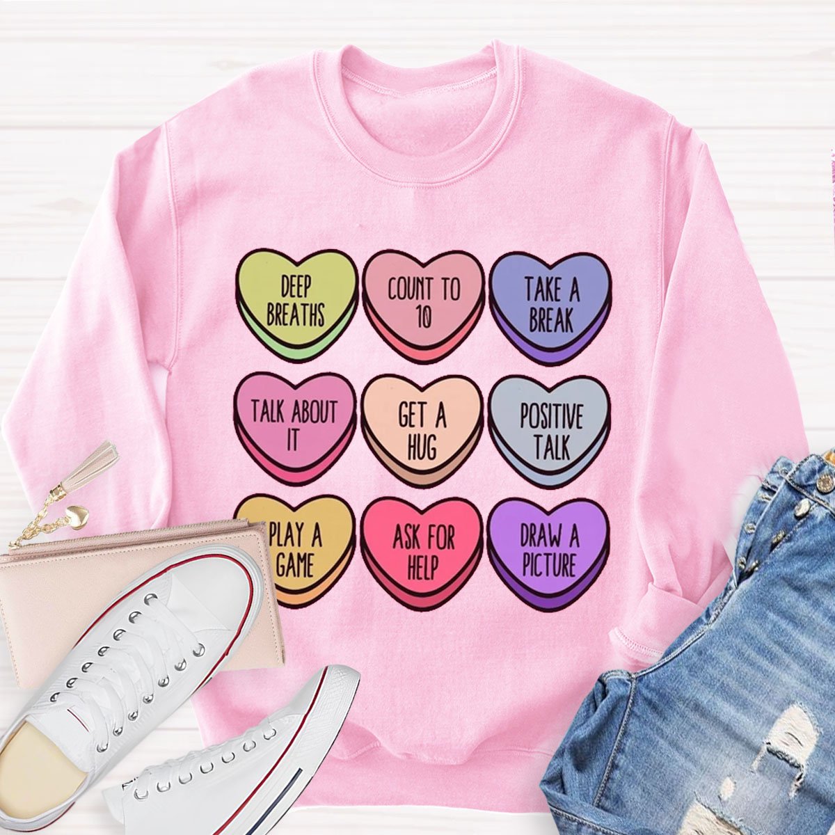 Comfort Colors Conversation Heart Teacher Sweatshirt