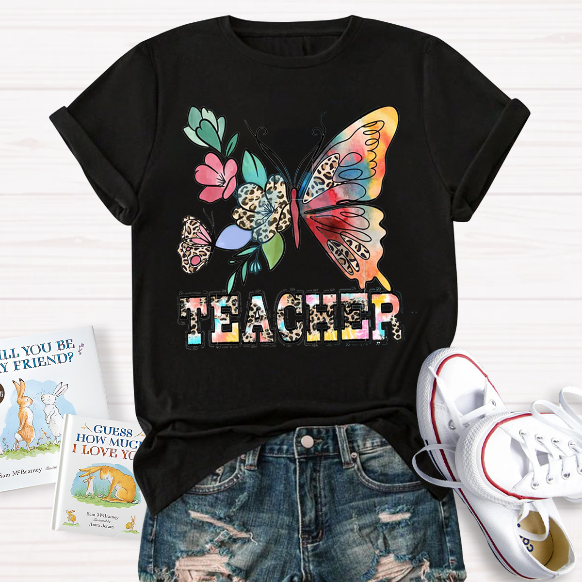 Teacher Life Flower Butterfly T-shirt