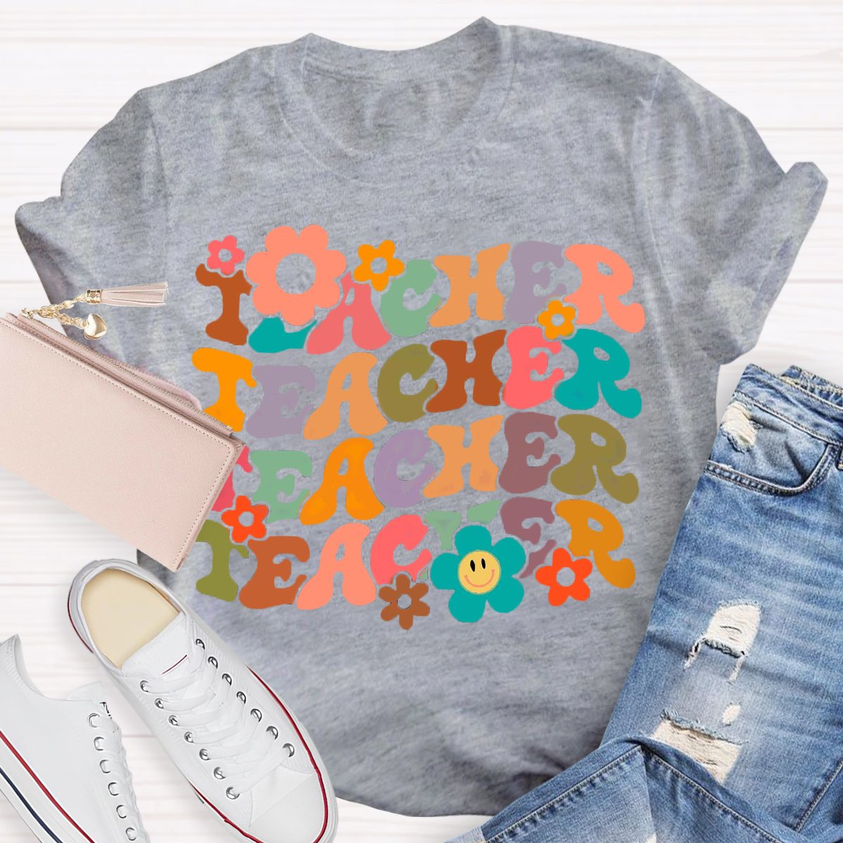 Floral Graphic Designs Teacher  T-Shirt