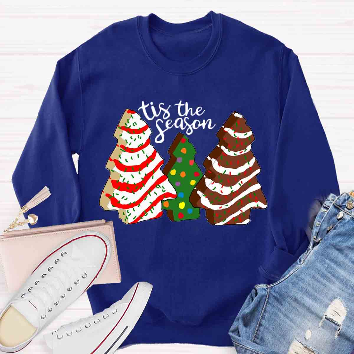 Tis the Season Christmas Tree Cakes Sweatshirt