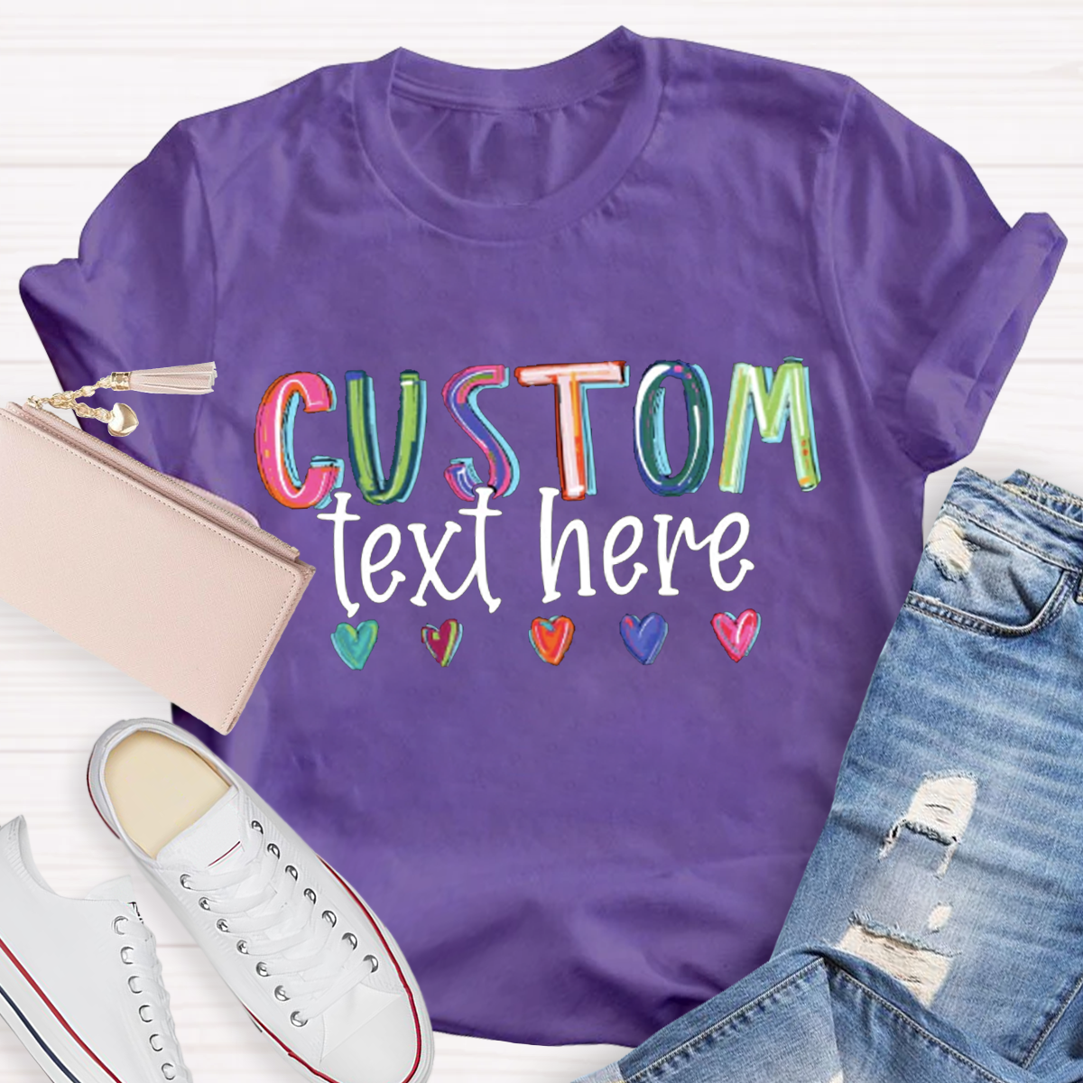 Personalized Your Text Colorful teacher T-shirt