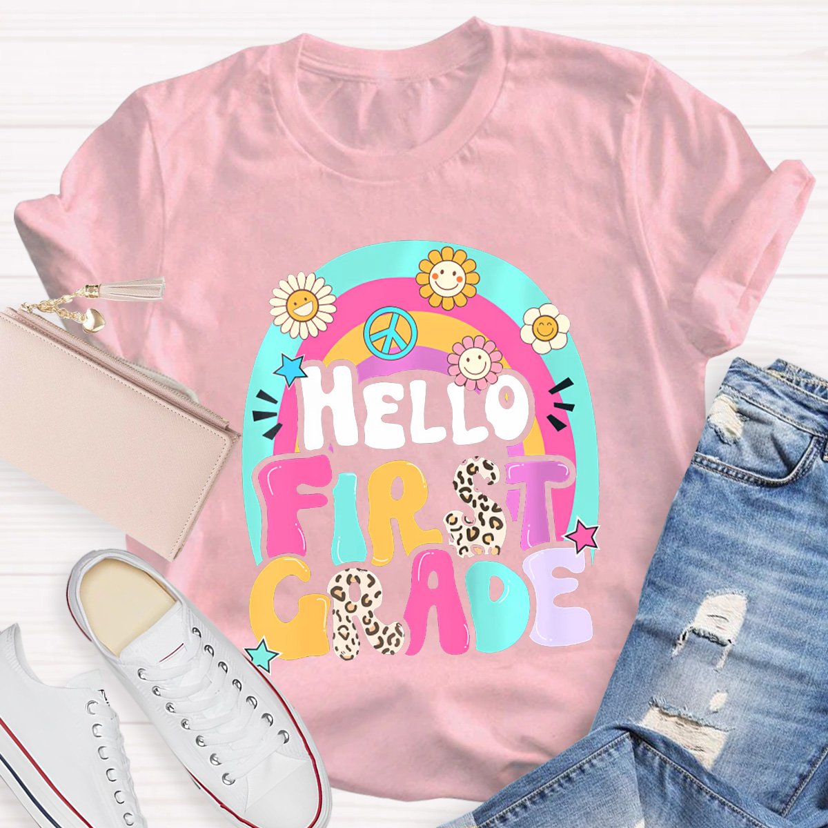 Personalized Hello Firt Grade Teacher Shirt