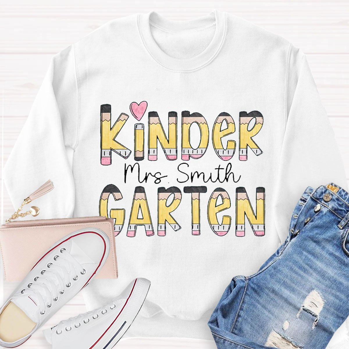 Personalized Name Kinder Garden Teachers Sweatshirt