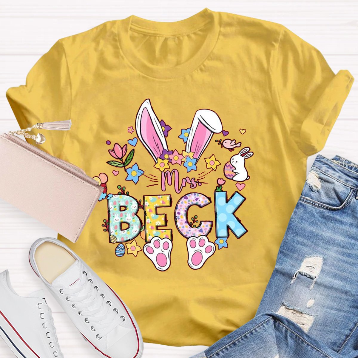 Personalized Bunny Teacher Shirt