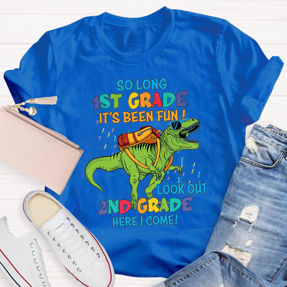 Personalized Grade Dinosaur Carrying A Schoolbag T-Shirt