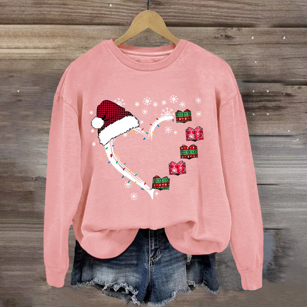 Christmas Books Heart Teacher Sweatshirt