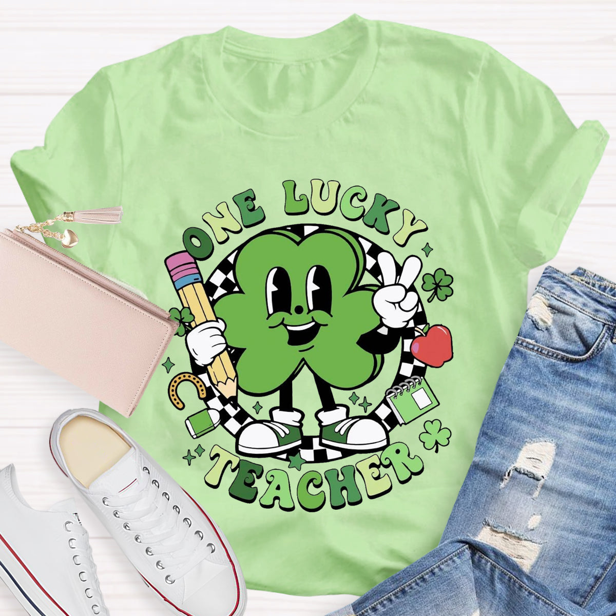 One Lucky Teacher Shamrock T-Shirt