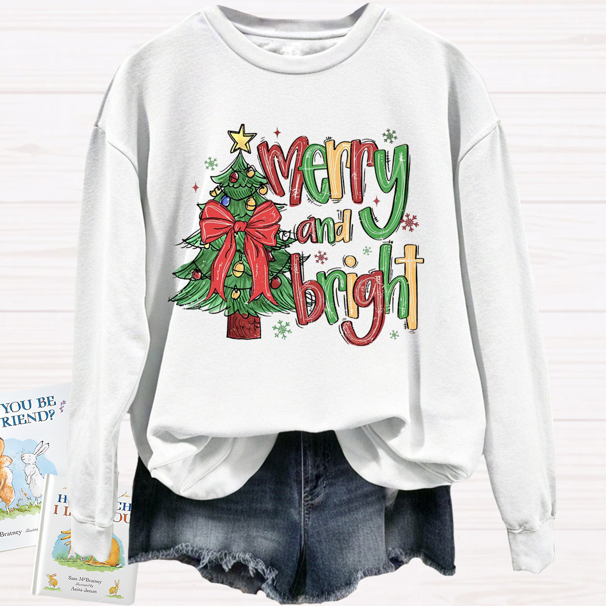 Merry And Bright Christmas Tree Sweatshirt