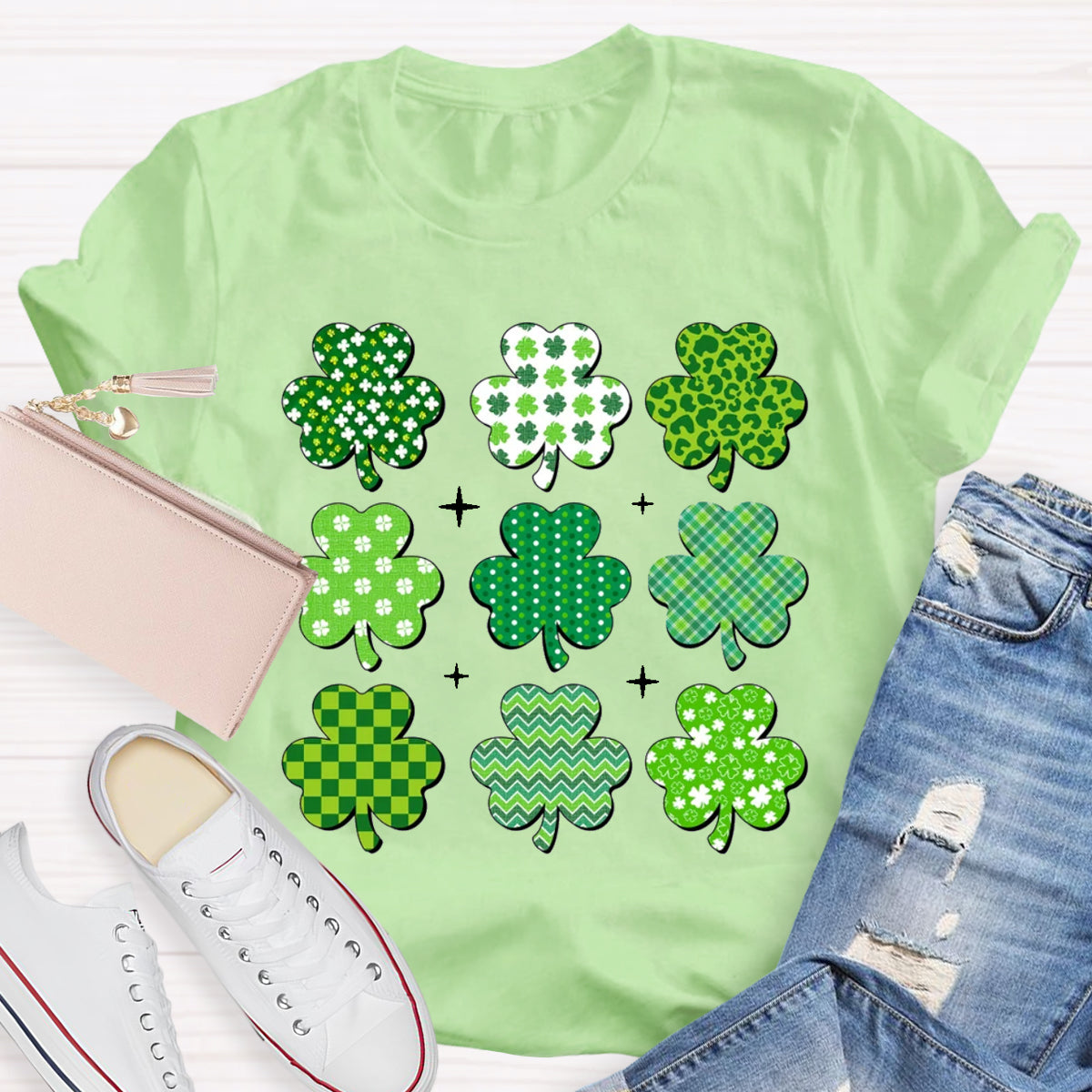 Multi Shamrock St Patricks Day T-Shirt