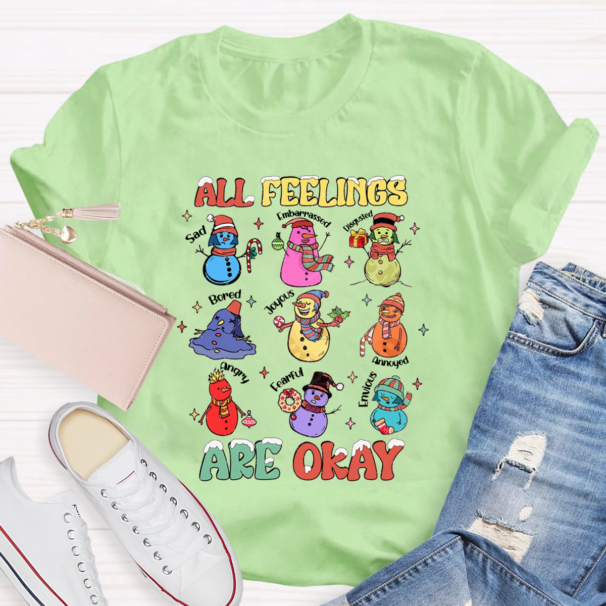 All Feelings Are Okay Snowman Feelings T-Shirt