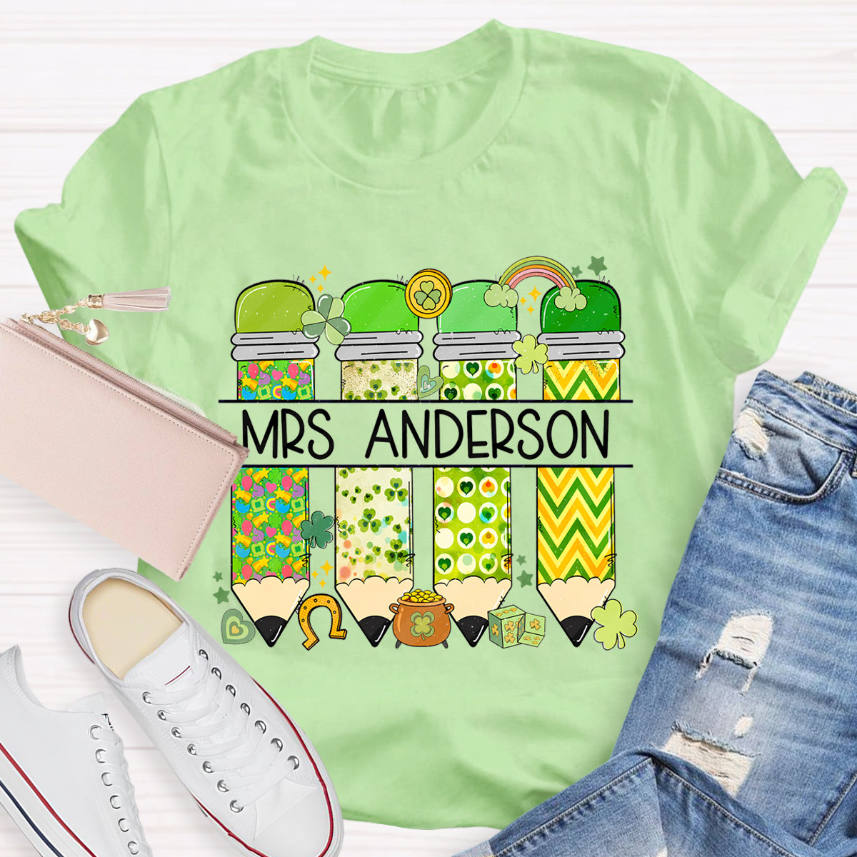 Personalized Name Teacher St. Patricks Day T-Shirt