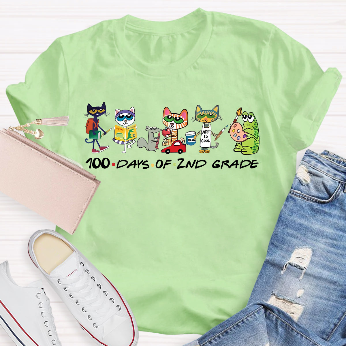 Personalized Grade 100 Days Of Second Grade Teacher T-Shirt