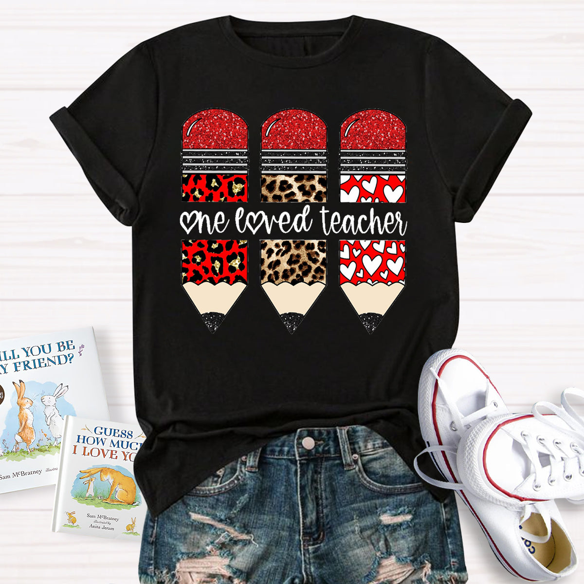 One Loved Teacher Red Pencil T-Shirt