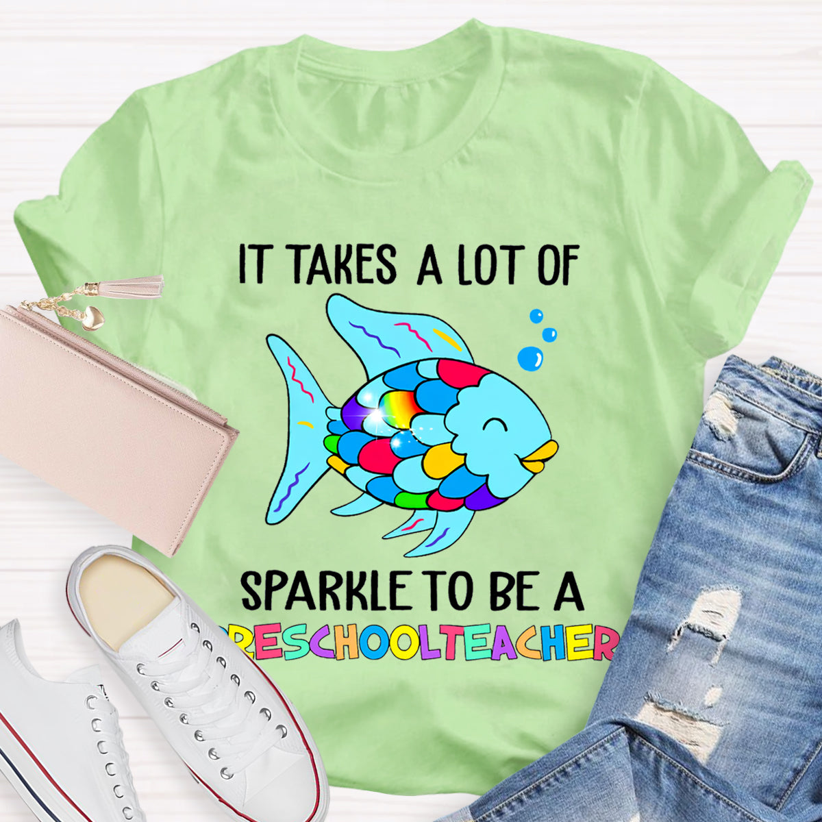 Personalized Grade It Takes A Lot Of Sparkle To Be A Preschool Teacher T-Shirt