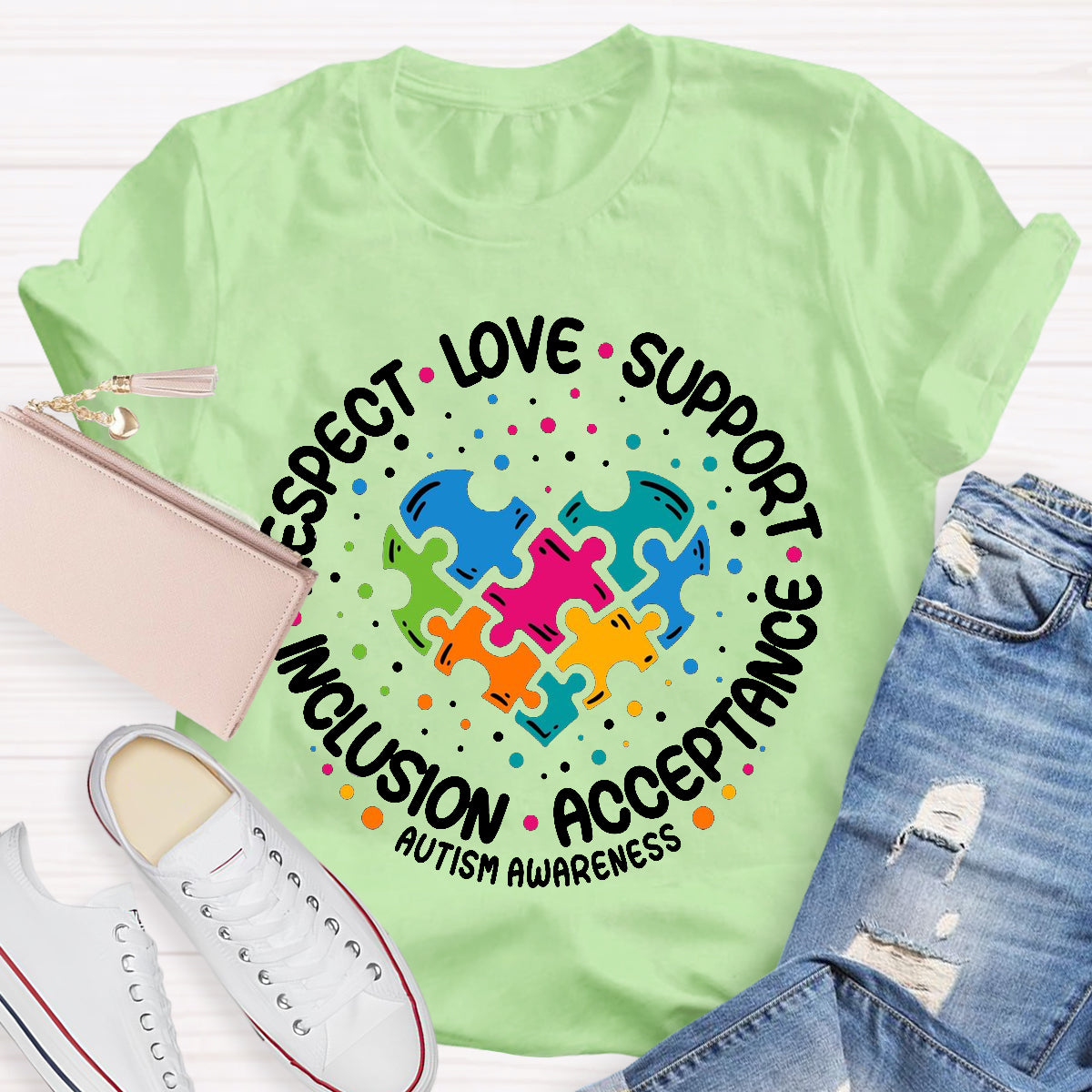 Love Support Acceptance Inclusion Respect  Autism Awareness T-Shirt