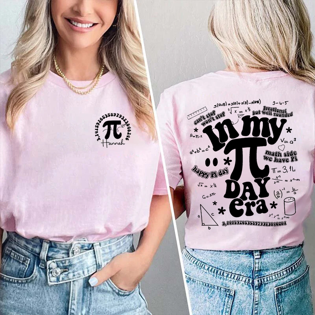 Personalized Name In My Pi Day Era Double Printed T-shirt