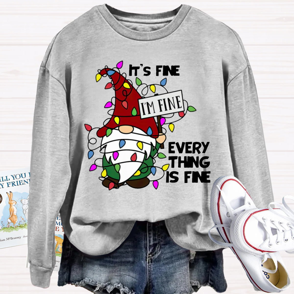 It's Fine I'm Fine Everything Is Fine Gnome Christmas Sweatshirt