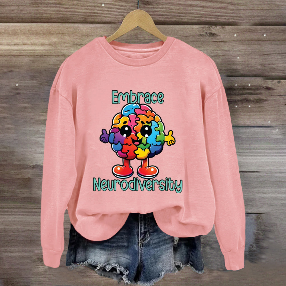 Embrace Neurodiversity Colorful BrainSweatshirt