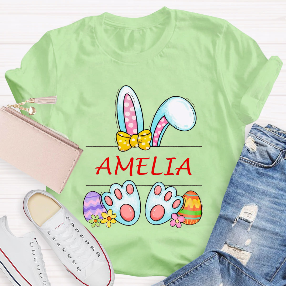 Personalized Name Happy Easter Bunny T-Shirt