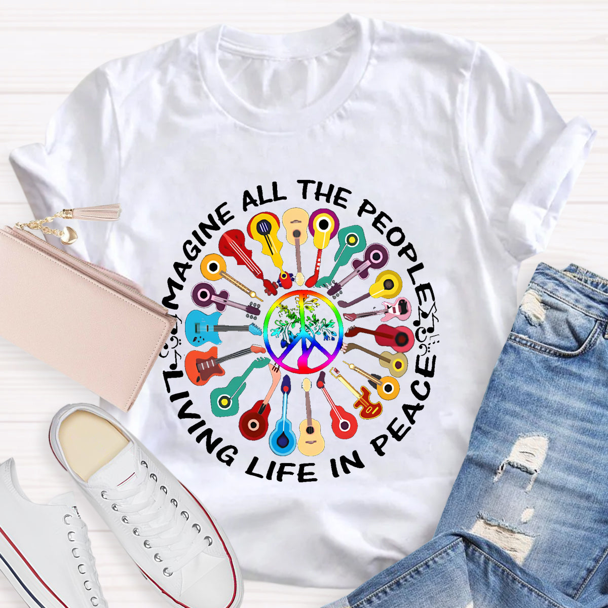 Imagine All The People Living Life In Peace T-Shirt