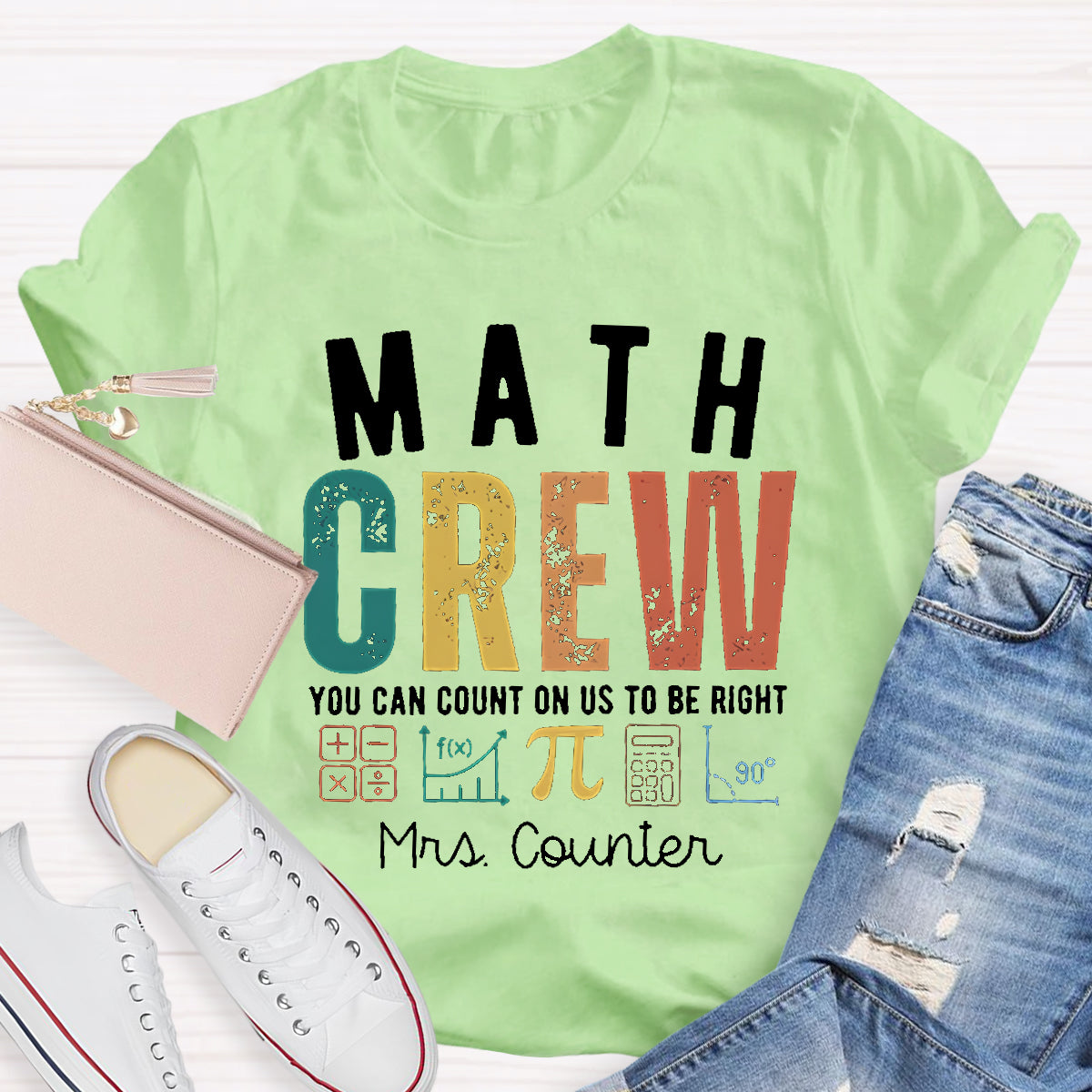 Personalized Name Of Math Crew Teacher T-Shirt