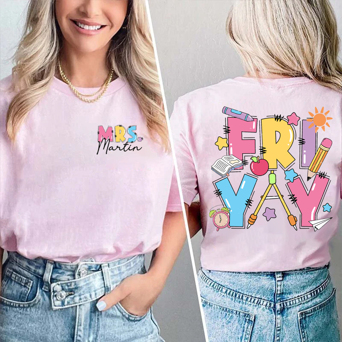 Personalized Name Friyay Double Printed T-shirt