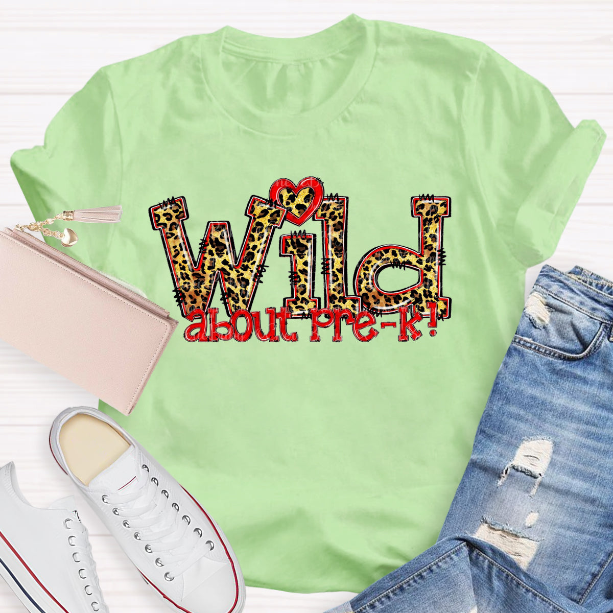 Wild About Pre-K Red Heart T-Shirt