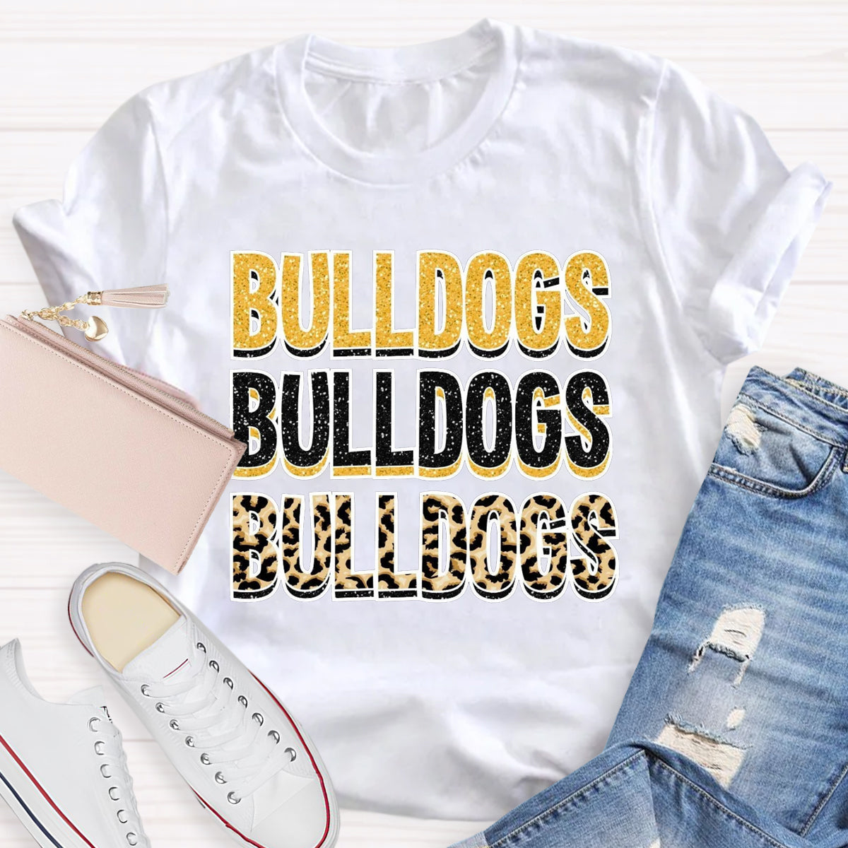 Personalized Mascot Leopard Print T-Shirt