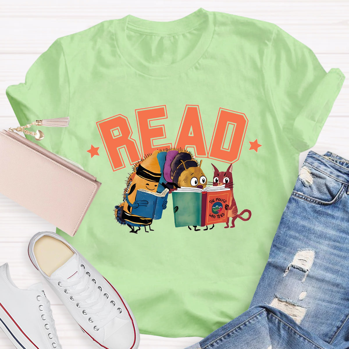 Caterpillar Read Books Teacher T-Shirt