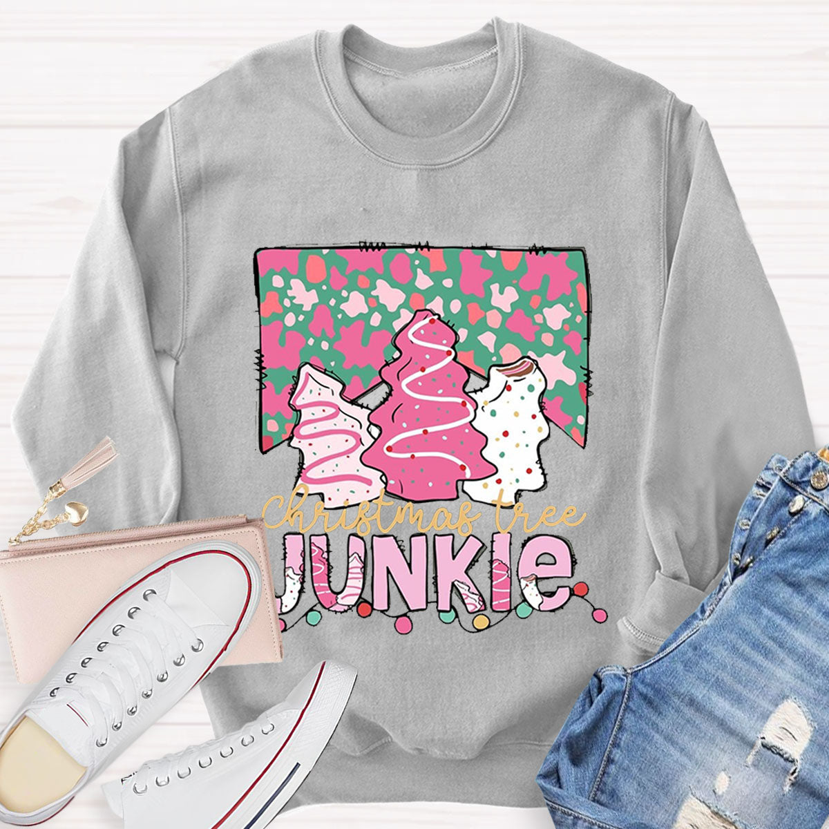 Christmas Tree Junkie Teacher Sweatshirt