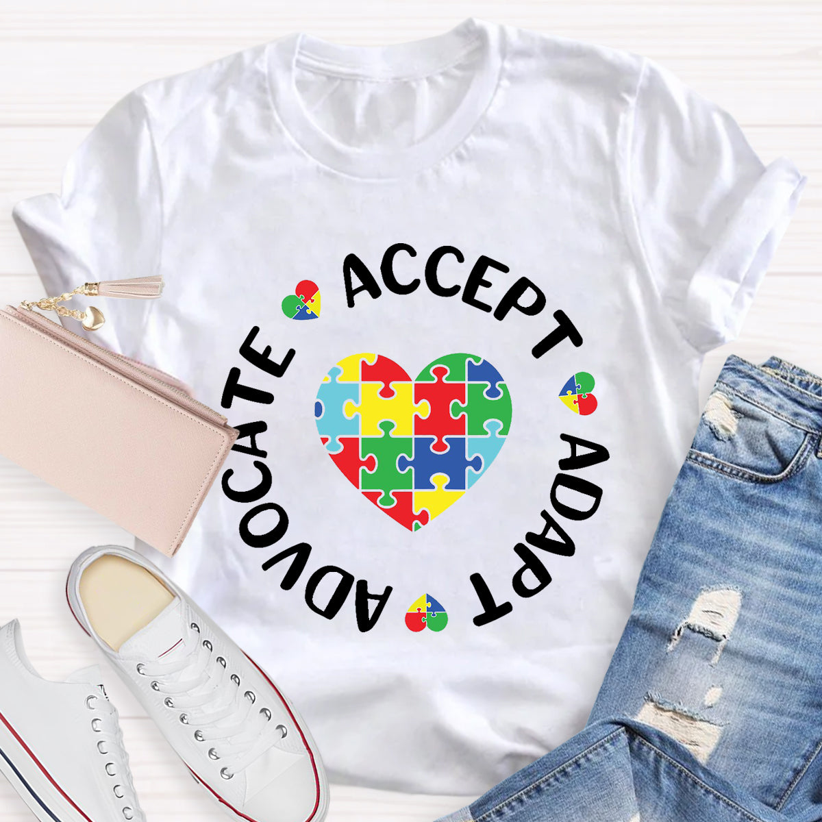 Accept Adapt Advocate Heart Special Education Teacher T-Shirt