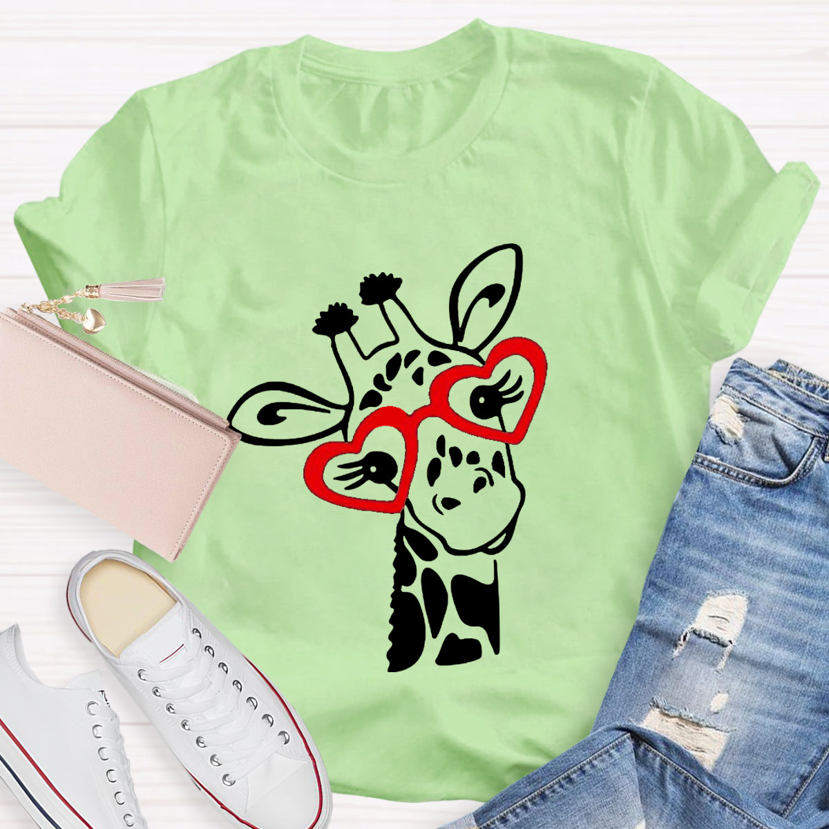 Valentines Day Giraffe  T-Shirt