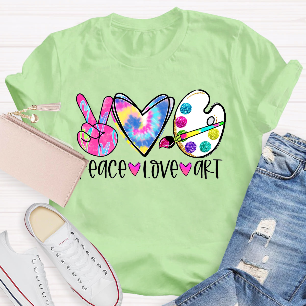 Peace Love Art Teacher T-shirt