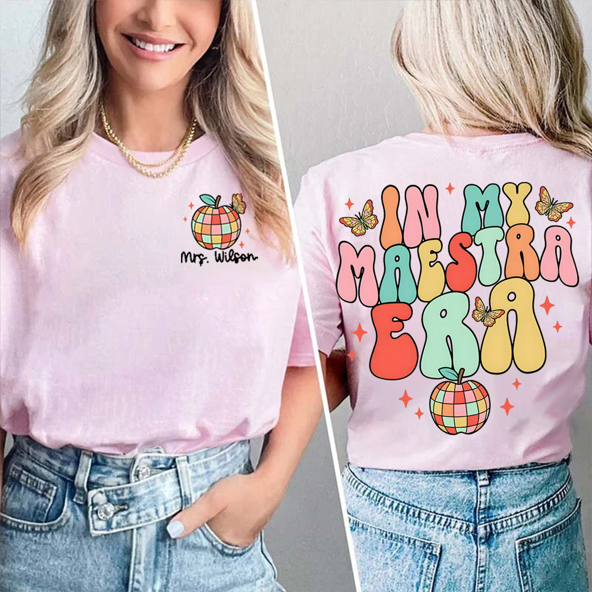 Personalized Name In My Maestra Era Double Printed T-shirt