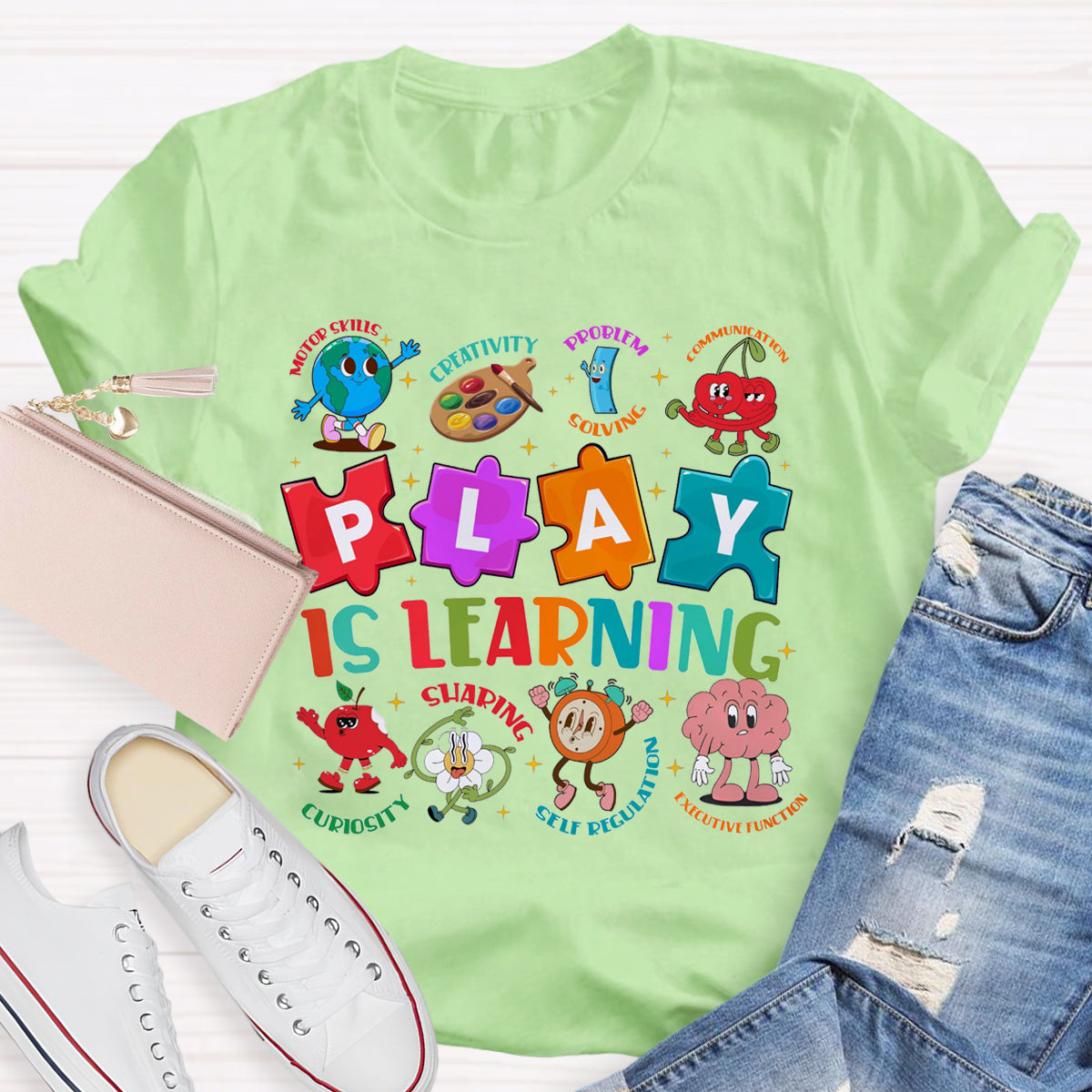 Play Is Learning Sloving Problem Teacher T-Shirt